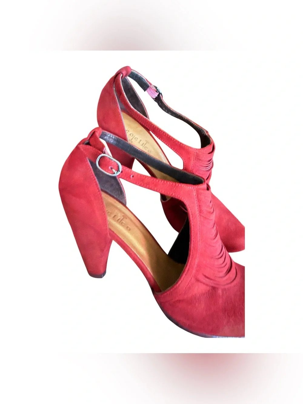 COCLICO Red Suede Slingback Pumps with Layered Detail Size 39 1/2 (8.5)